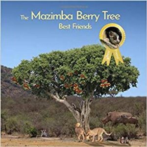Book cover of a photograph of a berry tree with lions and rhinos surrounding it