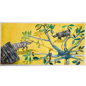 rhinos in trees
